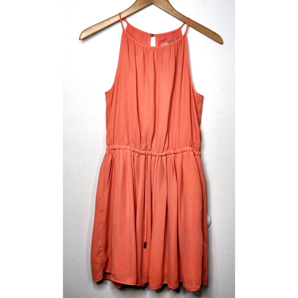Banana Republic Gorgeous Chiffon Halter Peach Dress Size 2 Petite Pockets